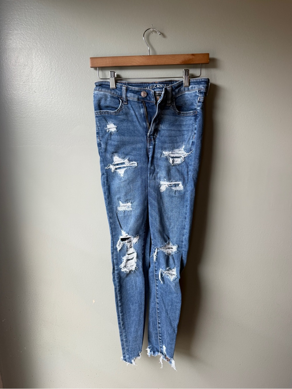 American Eagle Hi-Rise Jegging Distressed Skinny Jeans Size 4 Regular